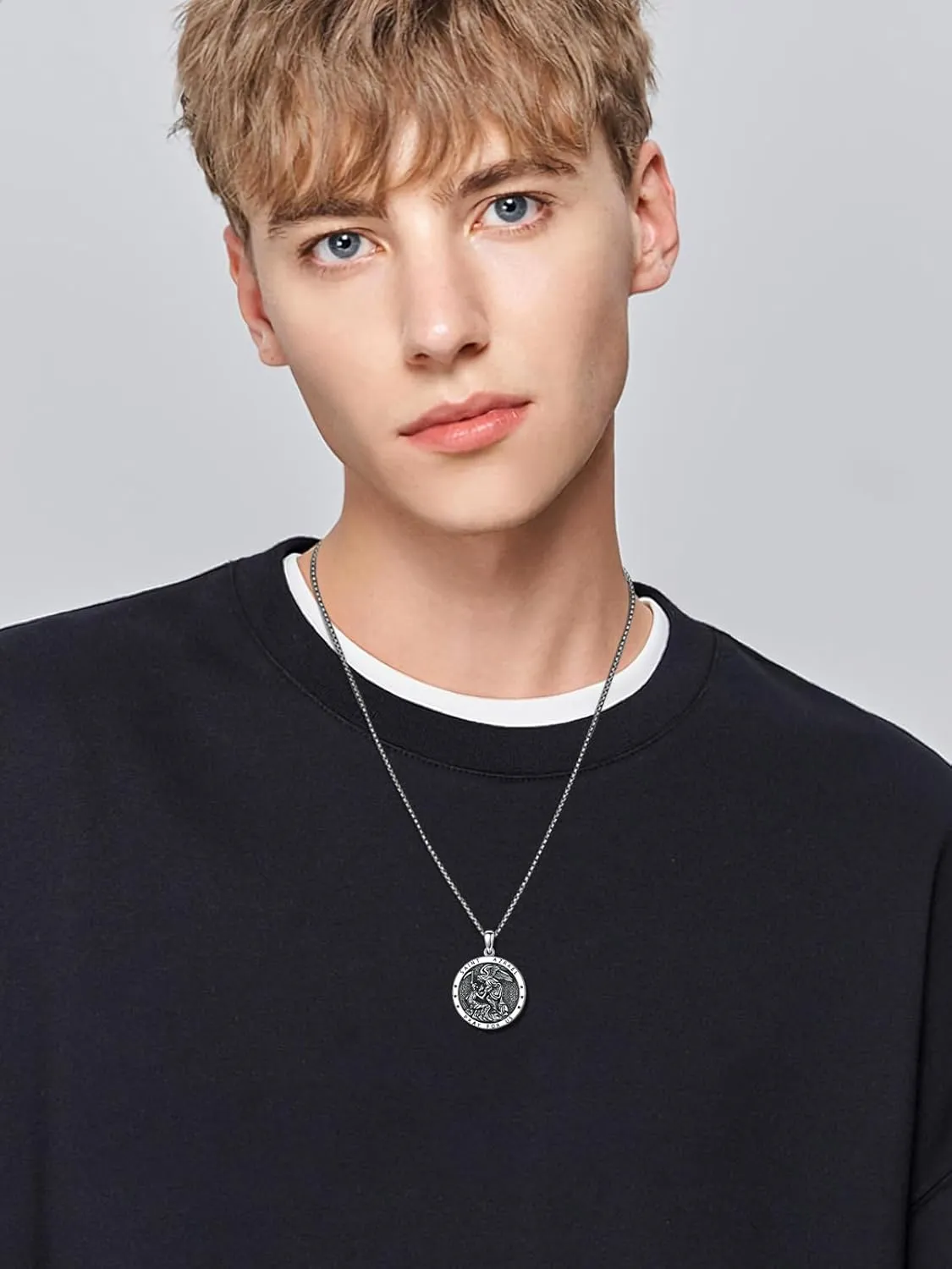 Seiyang Saint Necklace 925 Sterling Silver Patron Amulet Medal Jewelry for Men Women (with Gift Box)