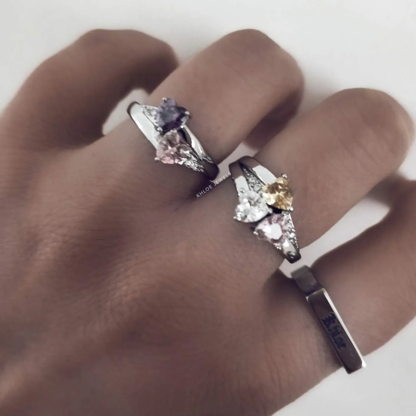 Serene Heart CZ Custom Birthstones Ring