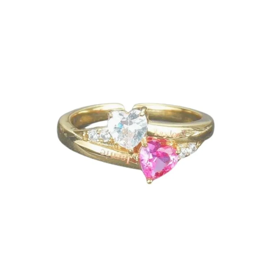 Serene Heart CZ Custom Birthstones Ring
