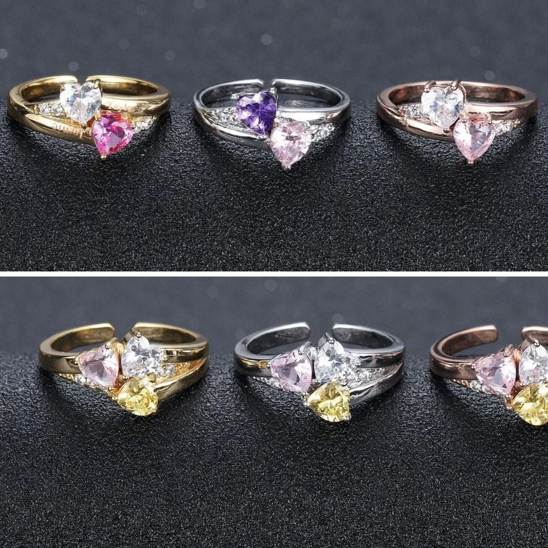 Serene Heart CZ Custom Birthstones Ring