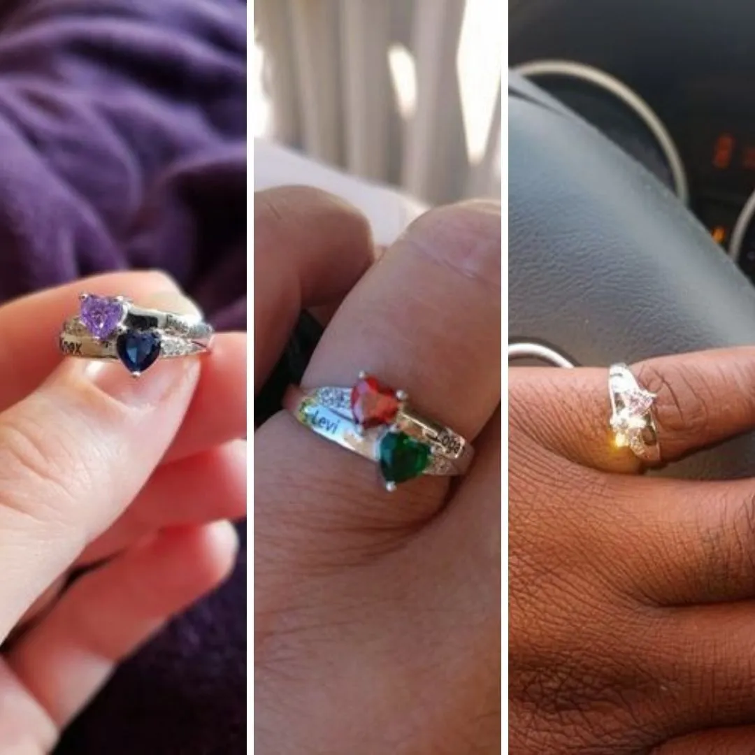 Serene Heart CZ Custom Birthstones Ring