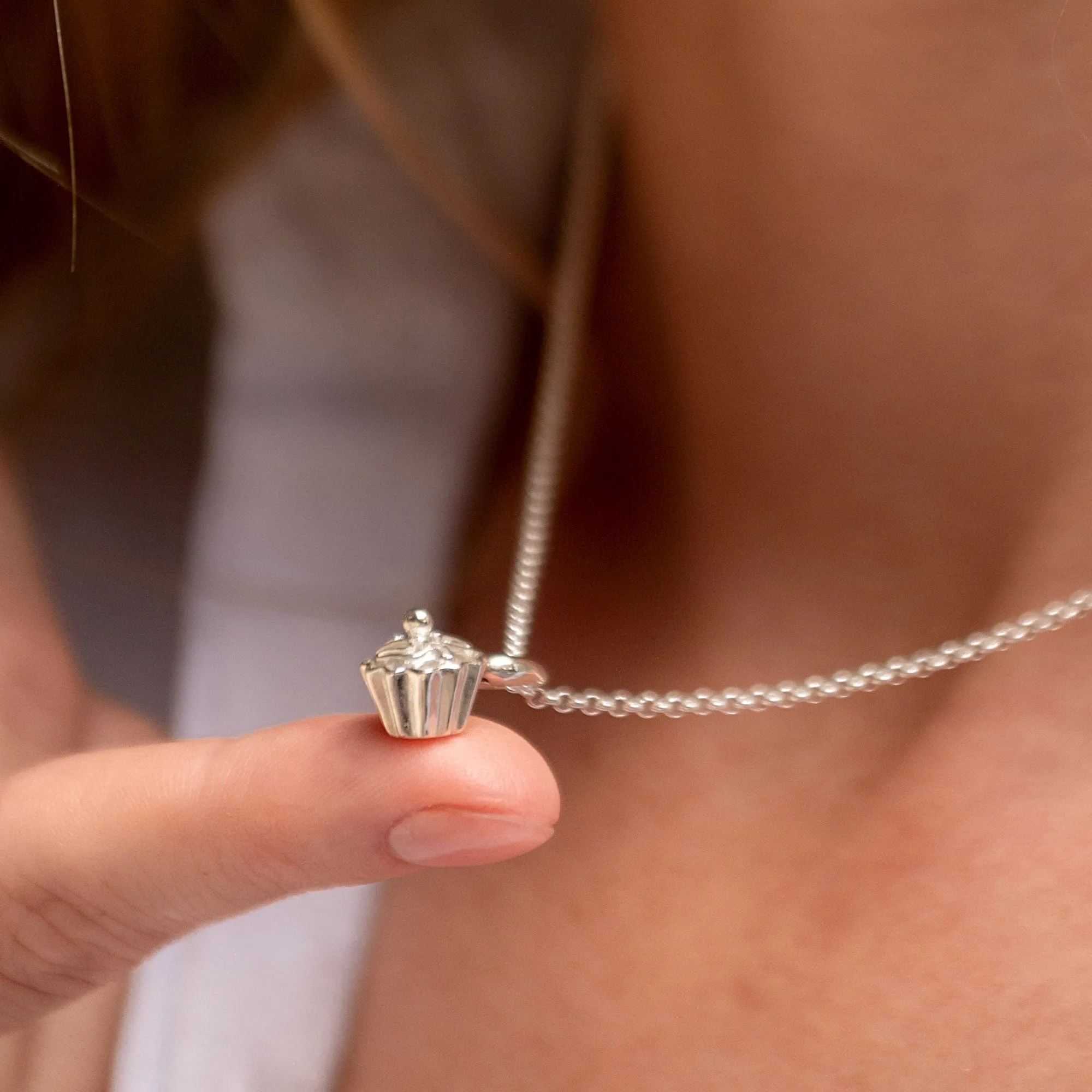 Silver Cupcake Charm