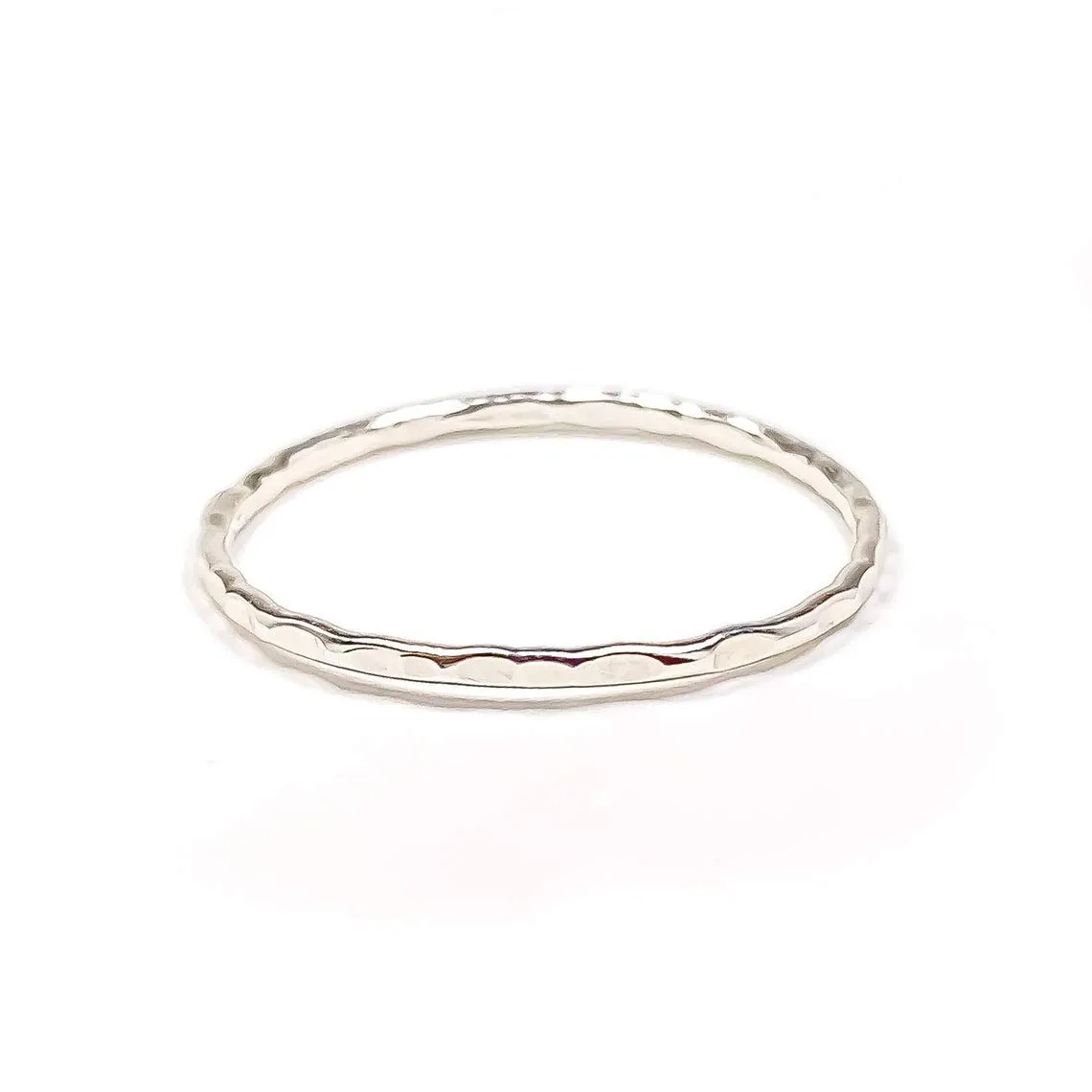 Silver Hammered Ring, 925 Sterling Silver, 18 gauge, 1mm Diameter, Made to Order, Hand Hammered Texture, Silver Stack Ring for Woman, Thin Silver Band (Sterling Silver, 1 ring- cross hammered)