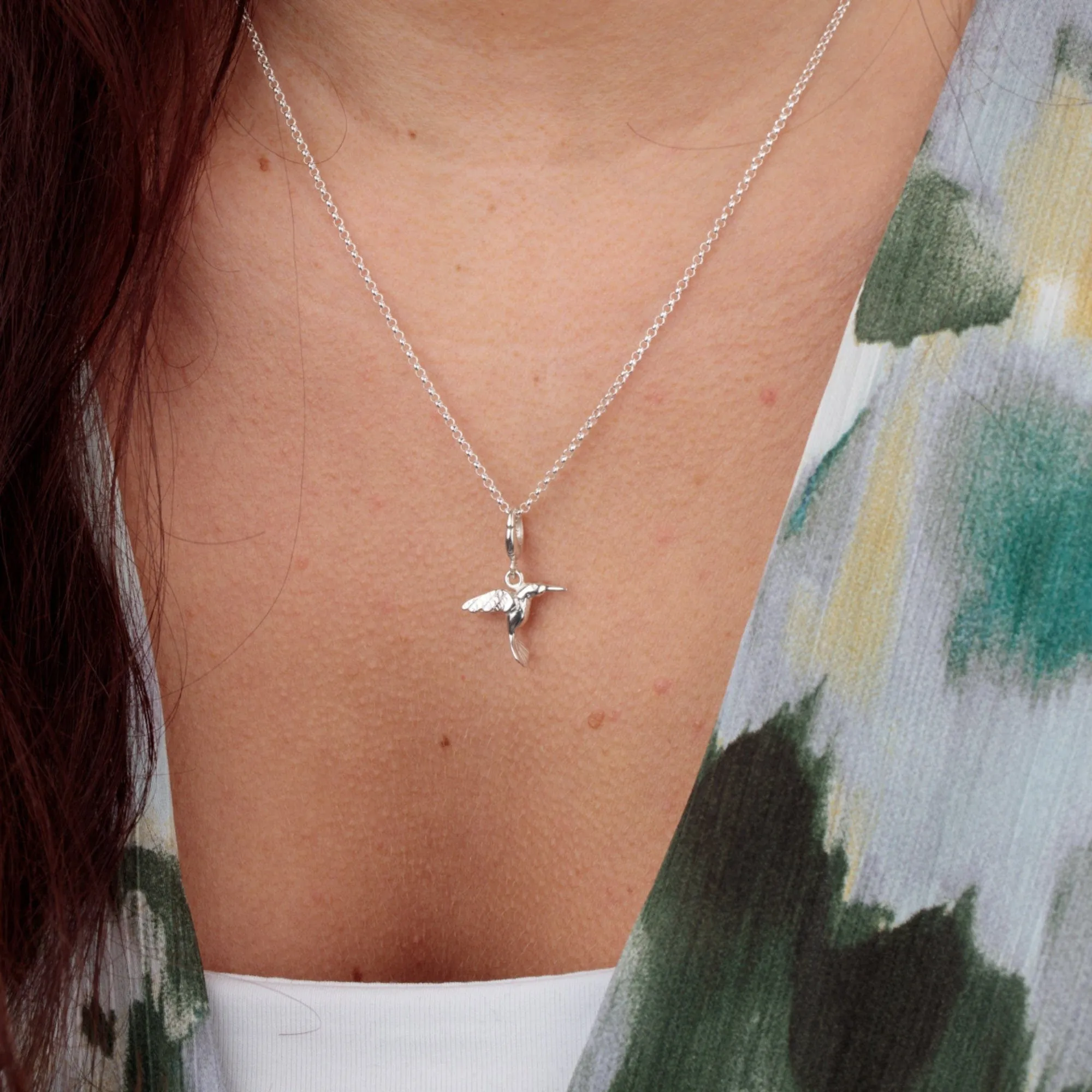 Silver Hummingbird Charm