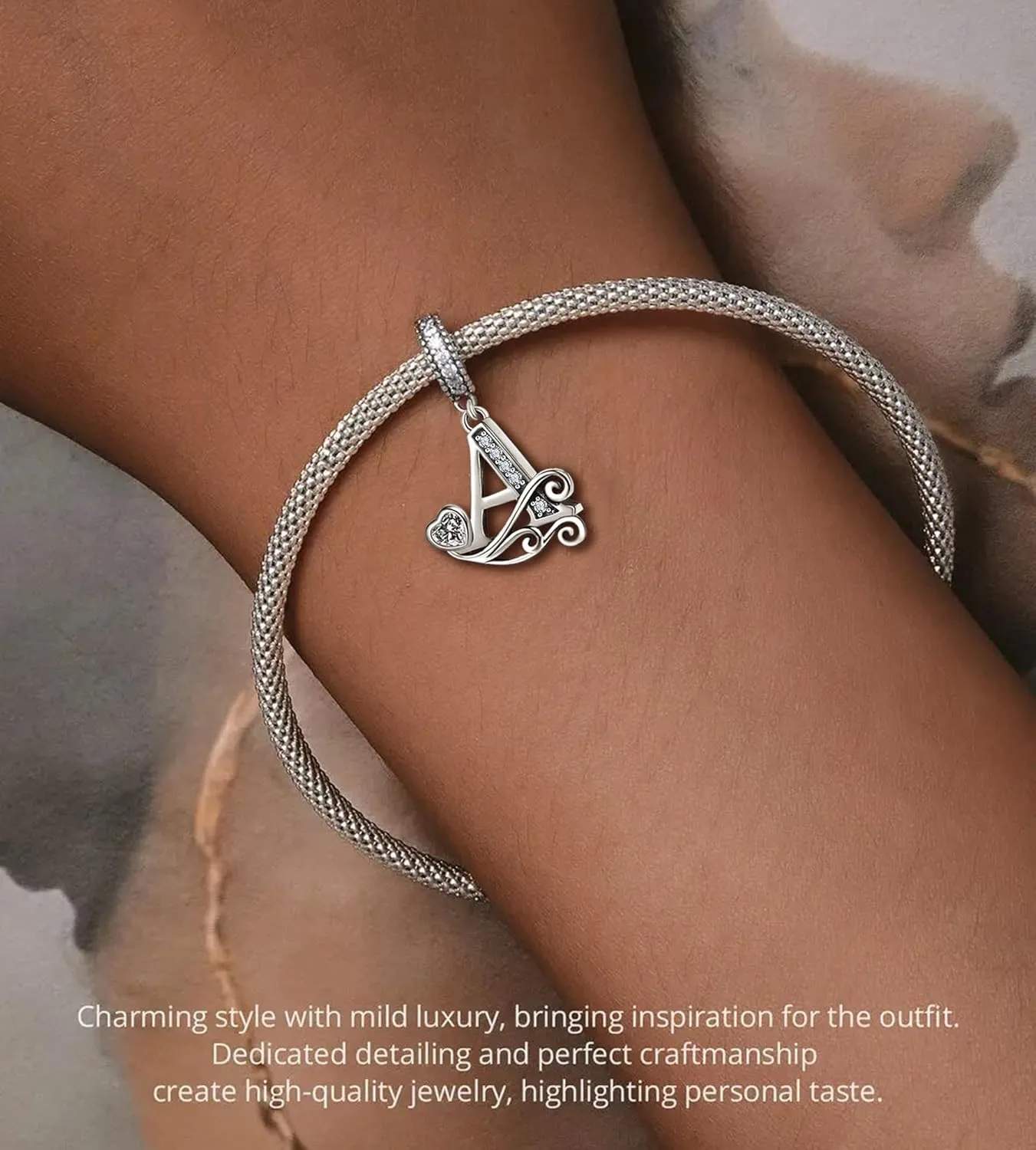 Silver Letter Charm Fit for Pandora Charms Bracelet Alphabet Initial Dangle Charms Beads Jewelry Gifts for Women