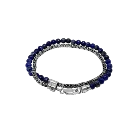Silver Mini Chain Blue Lapis Beads
