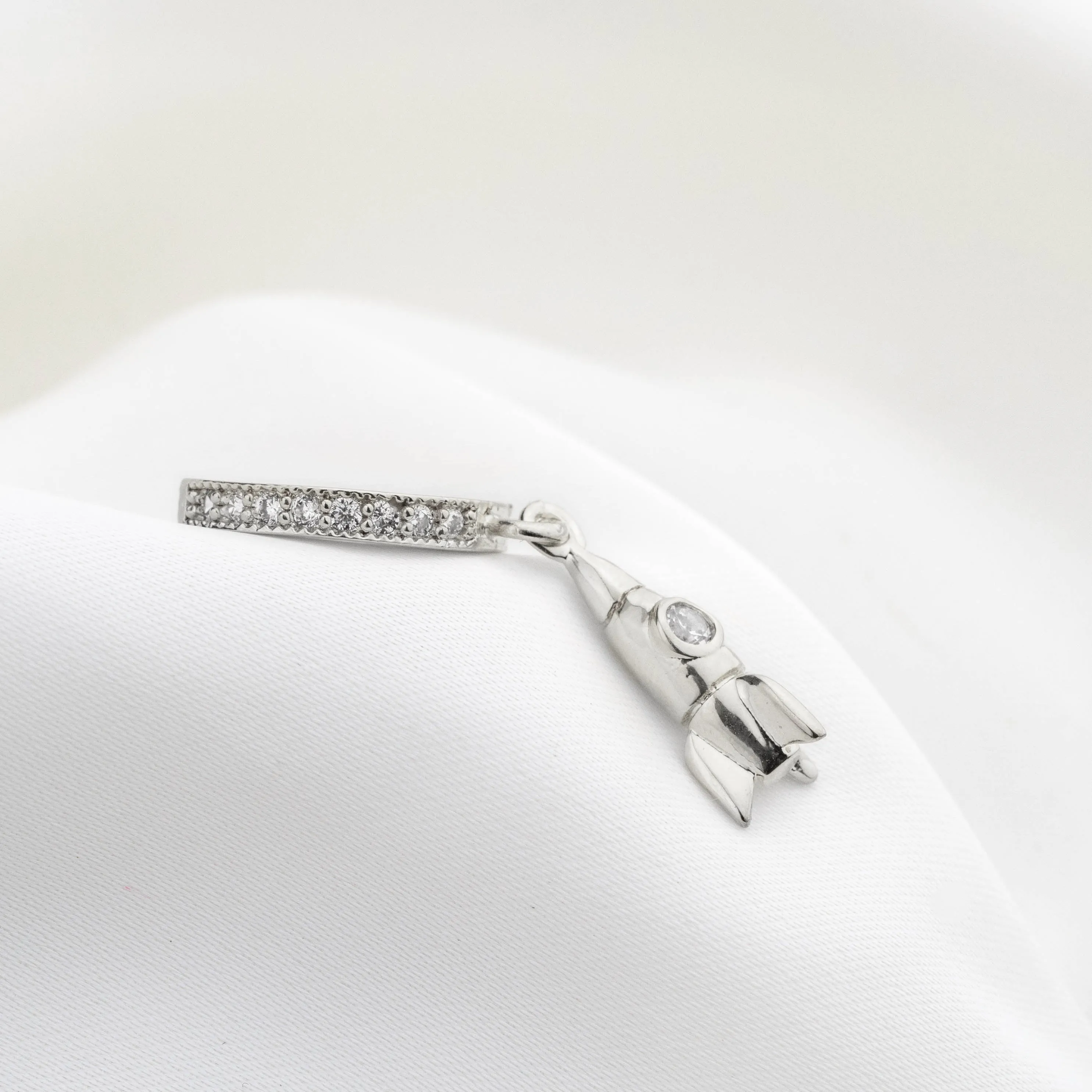 Silver Sparkly Rocketship Earring