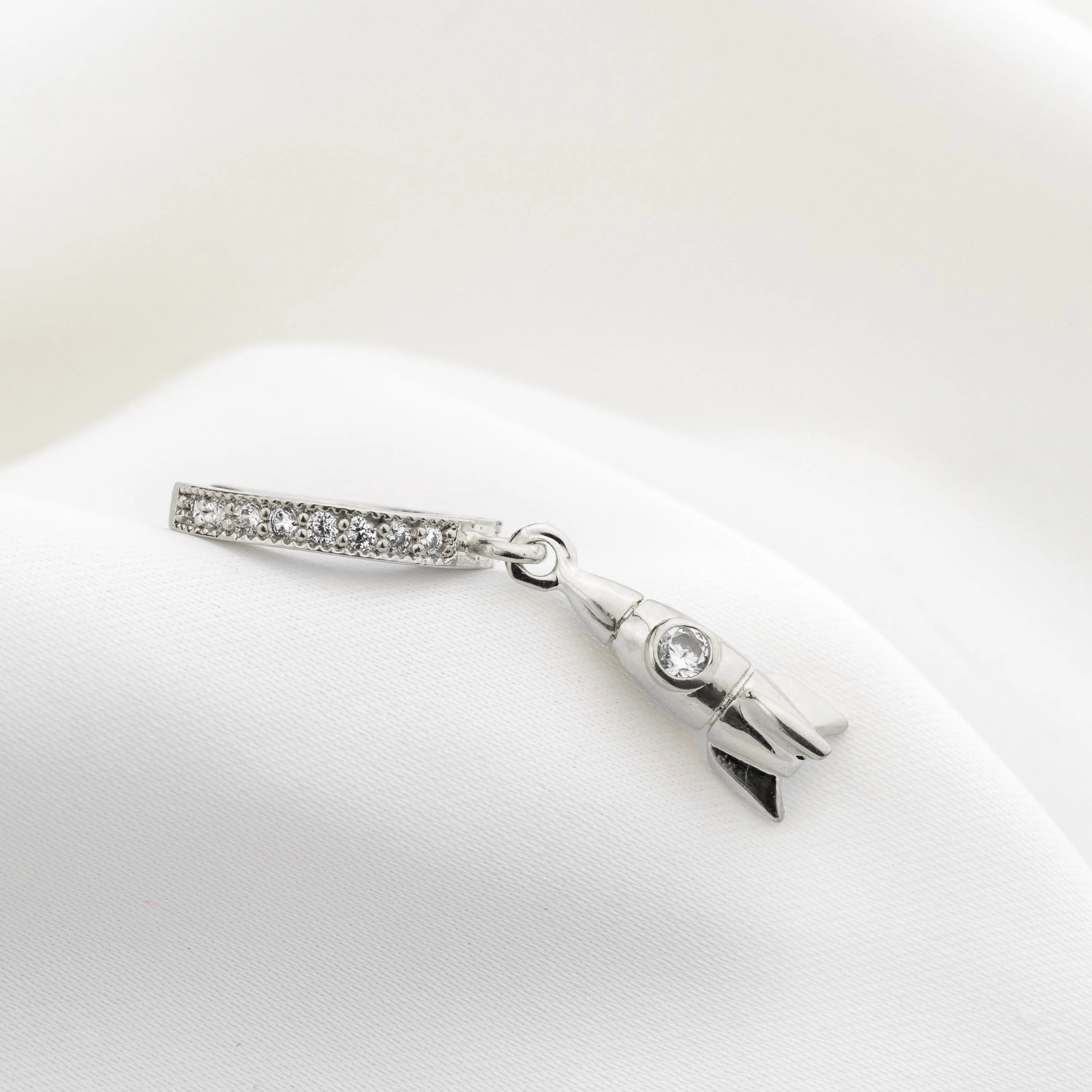 Silver Sparkly Rocketship Earring