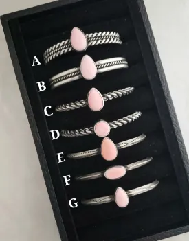 Stamped Sterling Silver Pink Conch Cuff Bracelets