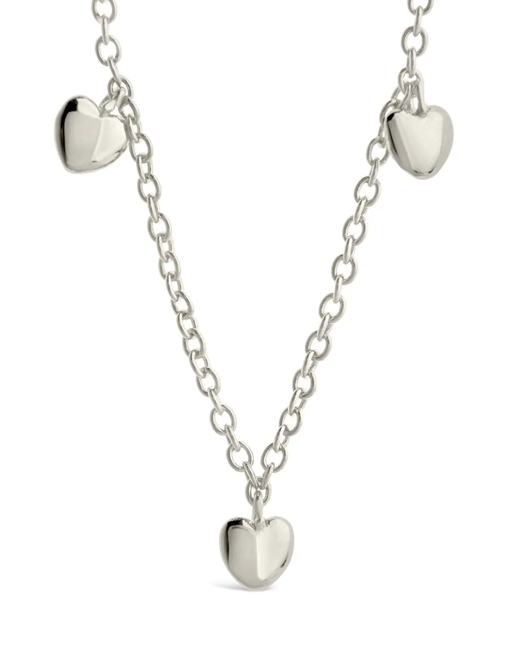 Stationed Heart Charm Necklace