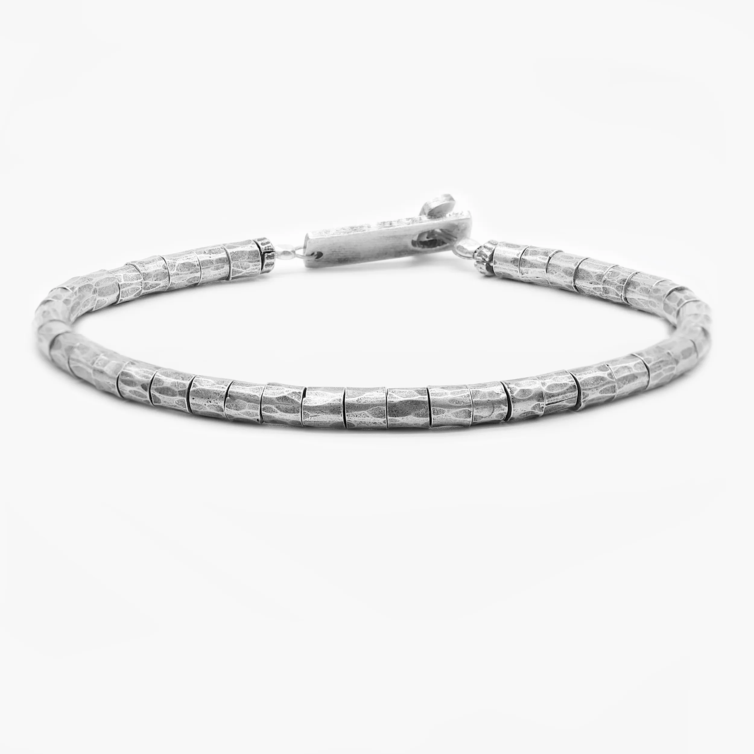 Sterling Silver Bracelet With Hammered Beads