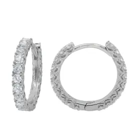 Sterling Silver CZ Hoop Earrings