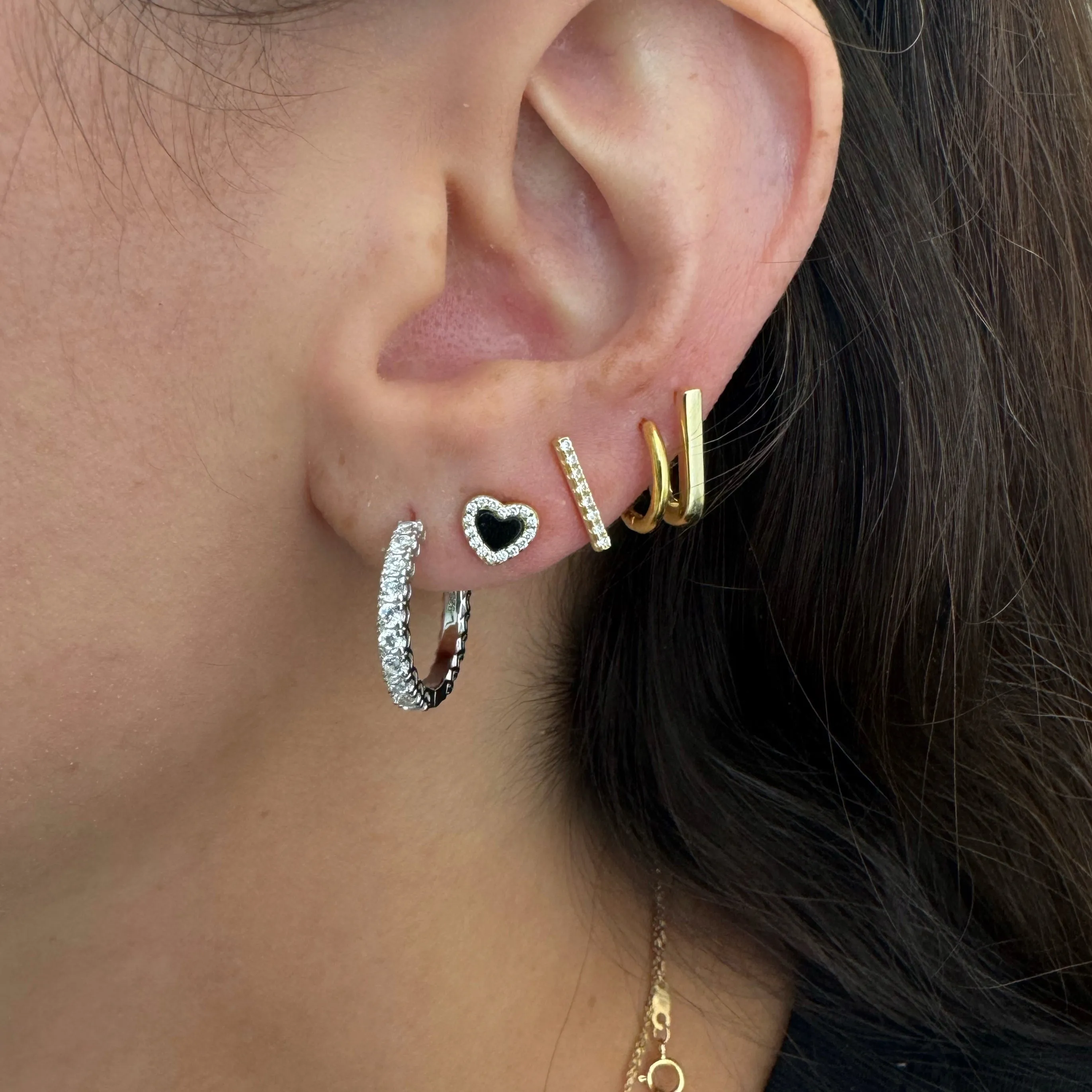 Sterling Silver Gold Plated CZ Bar Studs