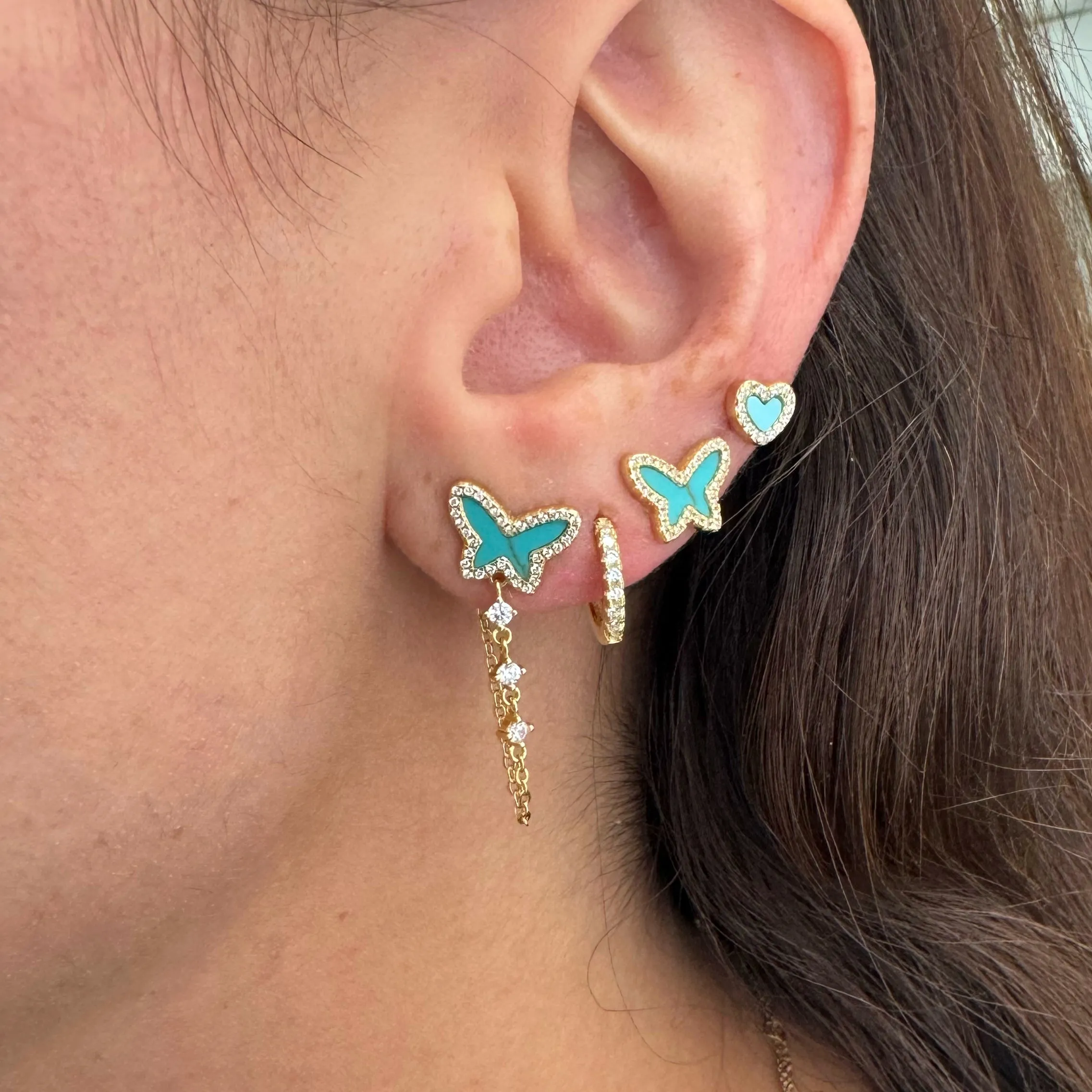 Sterling Silver Gold Plated Mini CZ Huggie Earrings