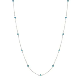 Sterling Silver Simple Beaded Chain with Turquoise