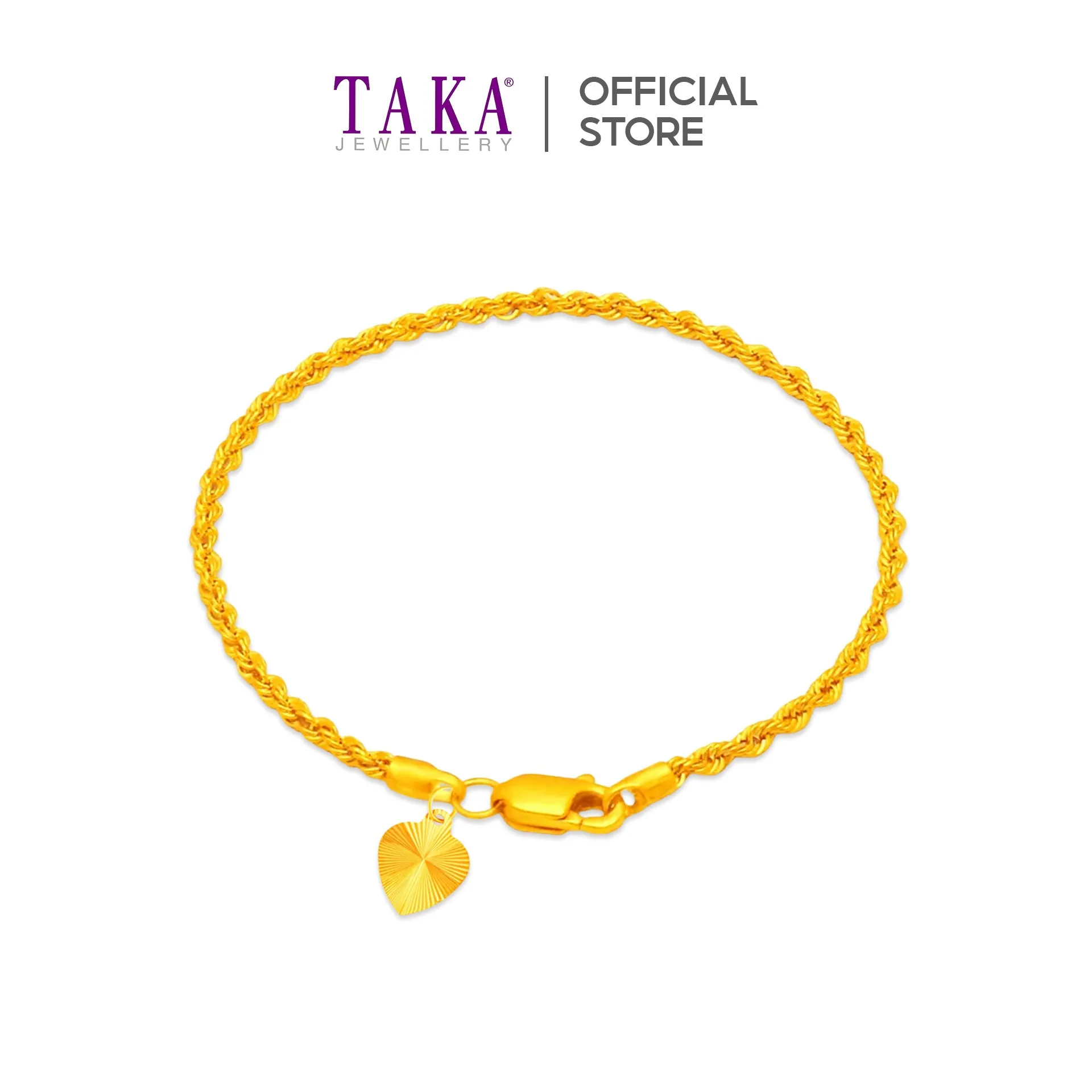 TAKA Jewellery 916 Gold Bracelet Rope
