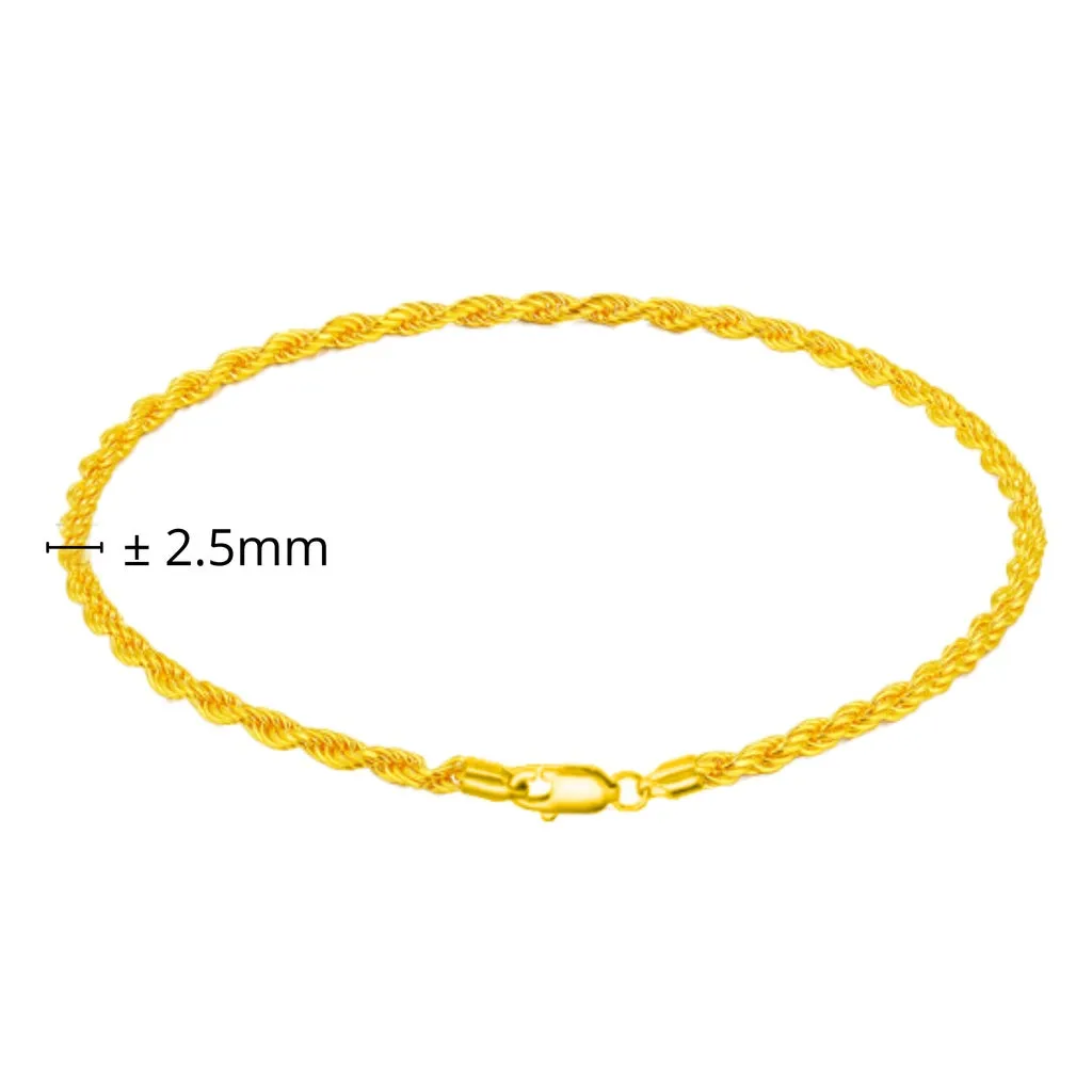 TAKA Jewellery 916 Gold Bracelet Rope