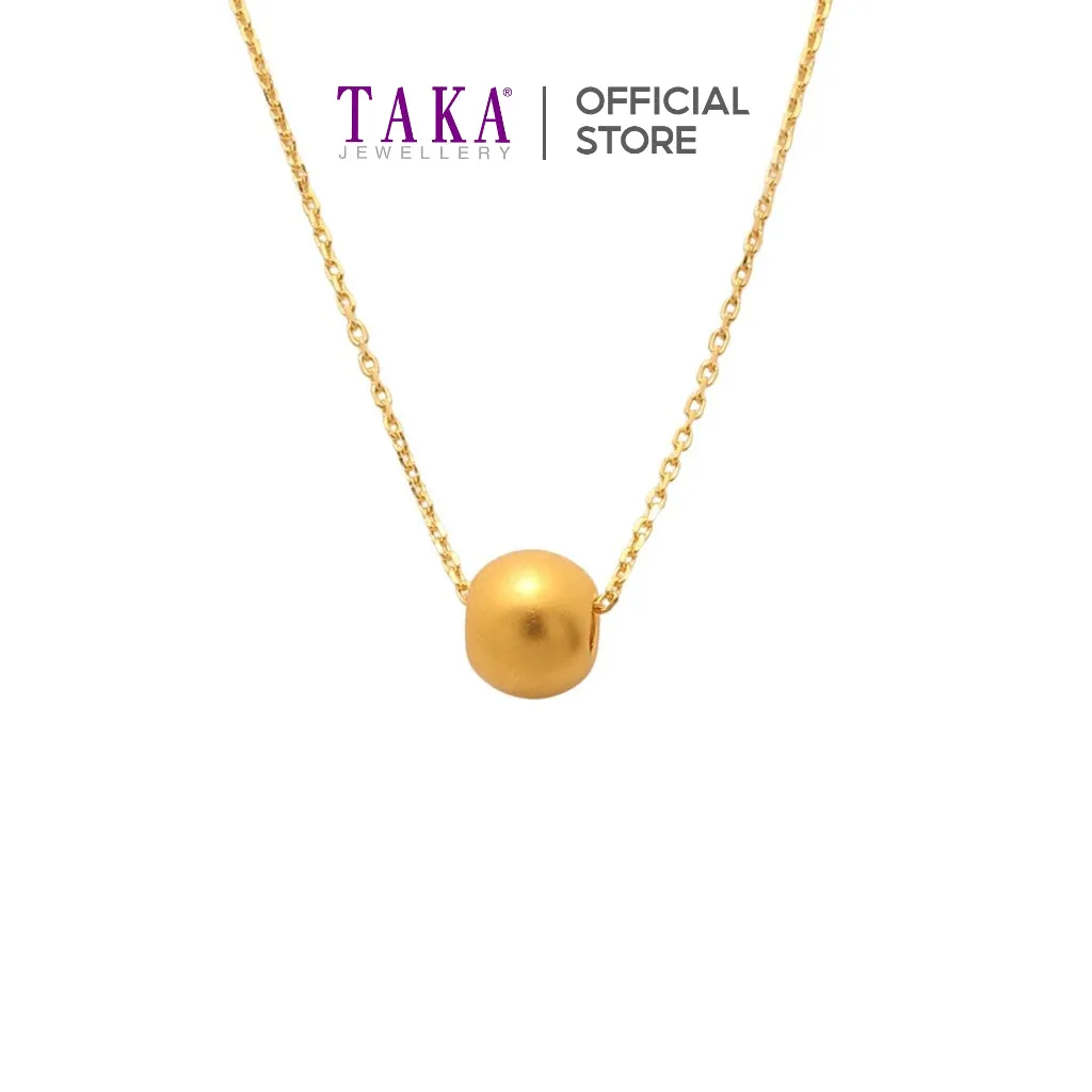 TAKA Jewellery 999 Pure Gold Bead With 9K Gold Chain