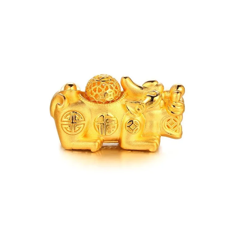 TAKA Jewellery 999 Pure Gold Pixiu with Beads Bracelet
