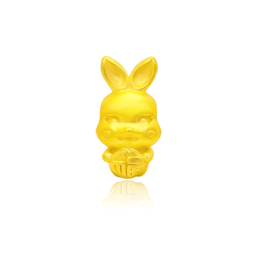 TAKA Jewellery 999 Pure Gold Rabbit Pendant with Cord Bracelet Fu