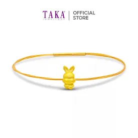 TAKA Jewellery 999 Pure Gold Rabbit Pendant with Cord Bracelet HuLu
