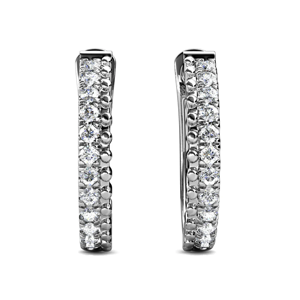 Teagan 18k White Gold Plated Crystal Hoop Earrings for Women