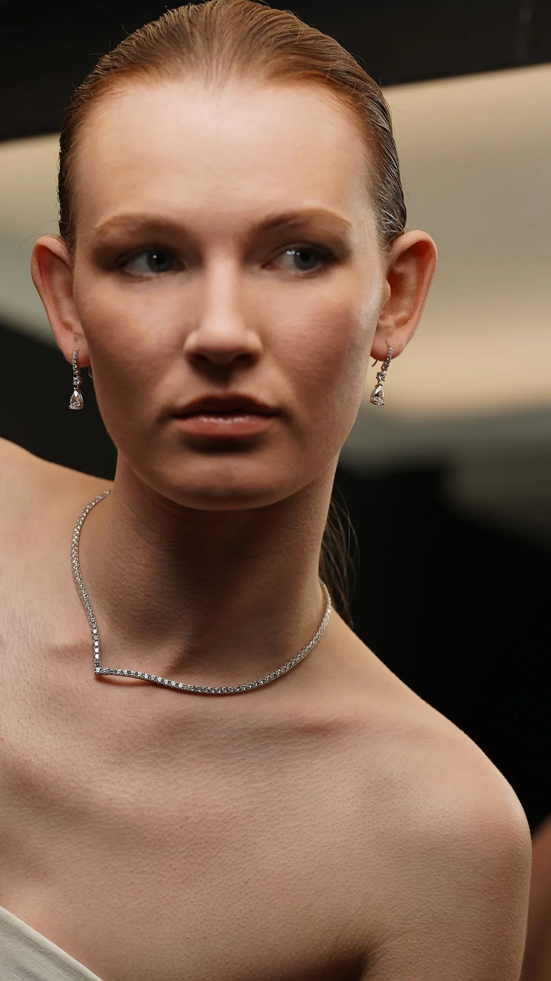 Thea Drop Pear White Gold Plated