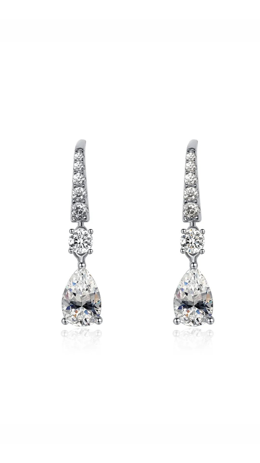 Thea Drop Pear White Gold Plated