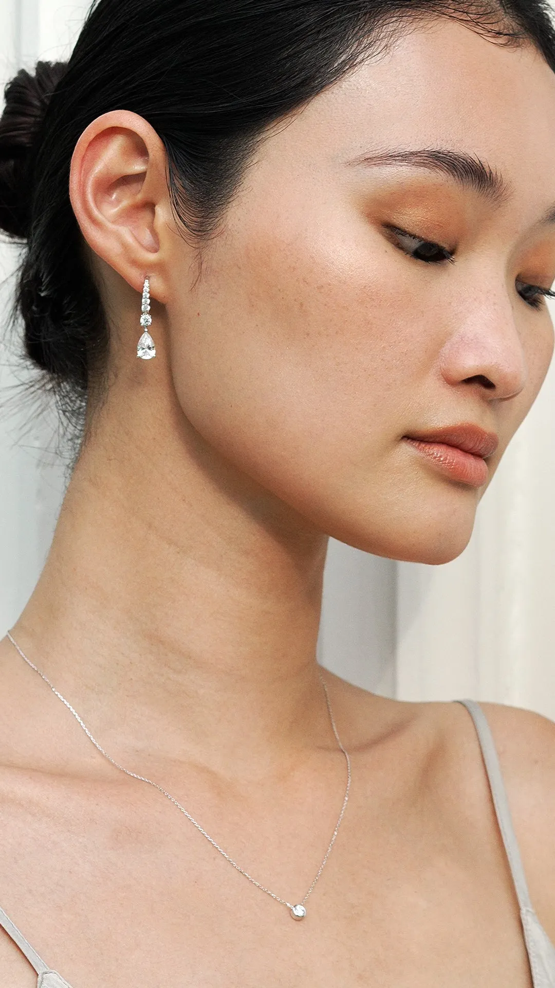 Thea Drop Pear White Gold Plated