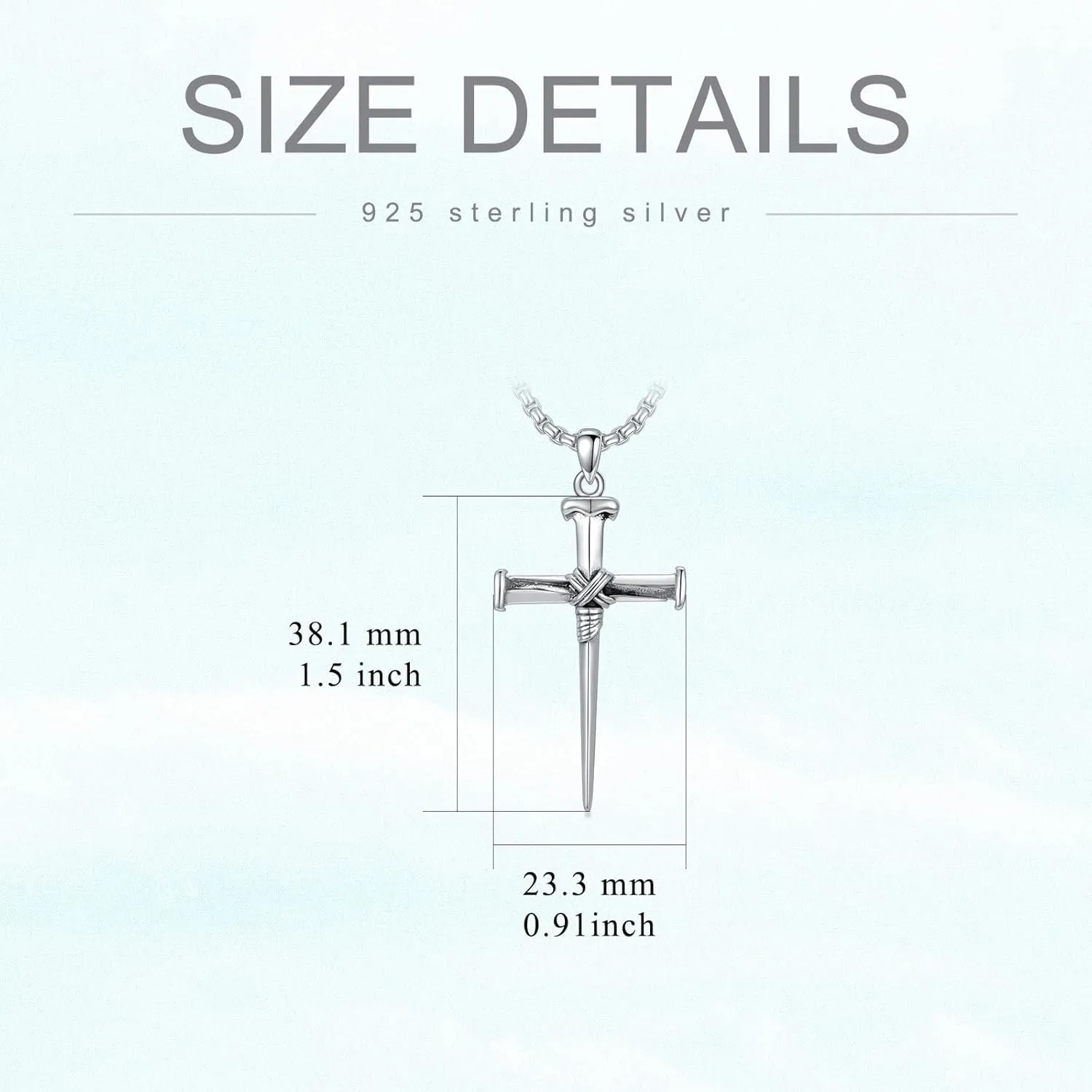 Three Nail Cross Necklace 925 Sterling Silver 3 Nail Cross Pendant Christian Jewelry Gifts for Men 22 2"