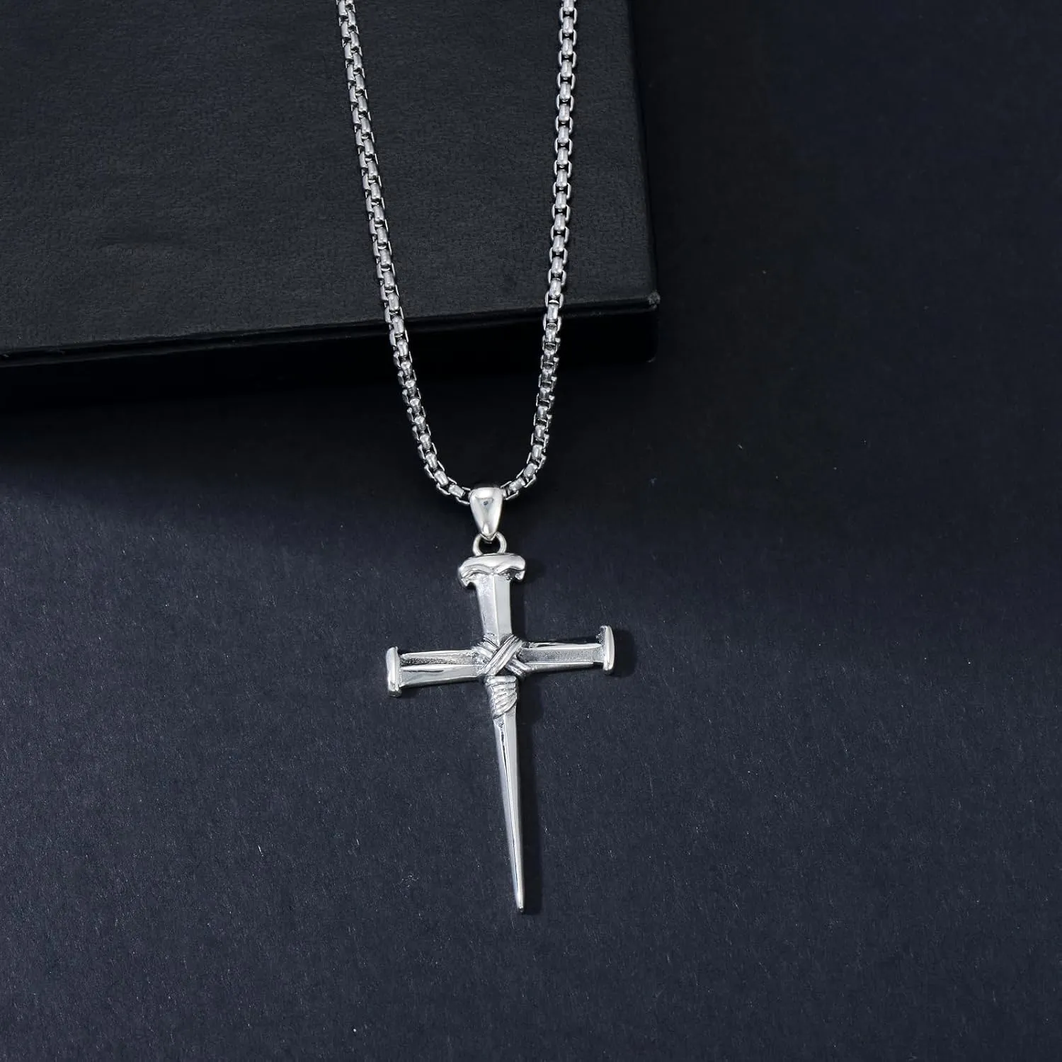 Three Nail Cross Necklace 925 Sterling Silver 3 Nail Cross Pendant Christian Jewelry Gifts for Men 22 2"
