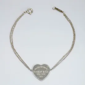 'Tiffany & Co.' "Please Return To" Silver 925 Heart Tag Bracelet | 6.75"