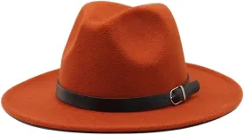 Unisex Fashion Fedoras Hat Wide Brim Belt Woolen Blend Cap Women's Outdoor Casual Sun Hat Men's Jazz Hat