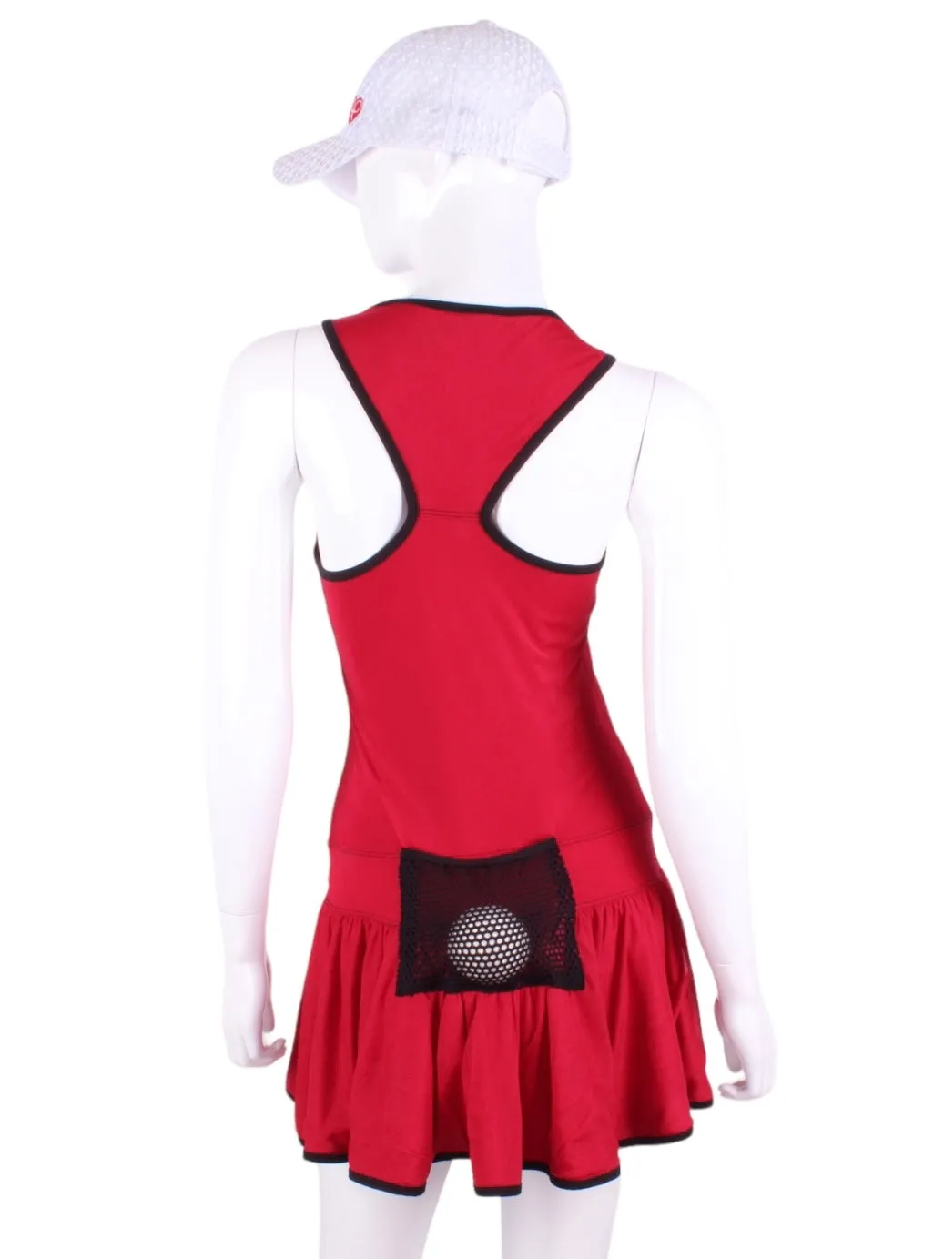 V1 Red With Red Mesh & Black Trim Sandra Dee Court To Cocktails Tennis Dress