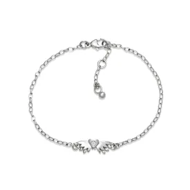 White Gold Classic Winged Heart Bracelet