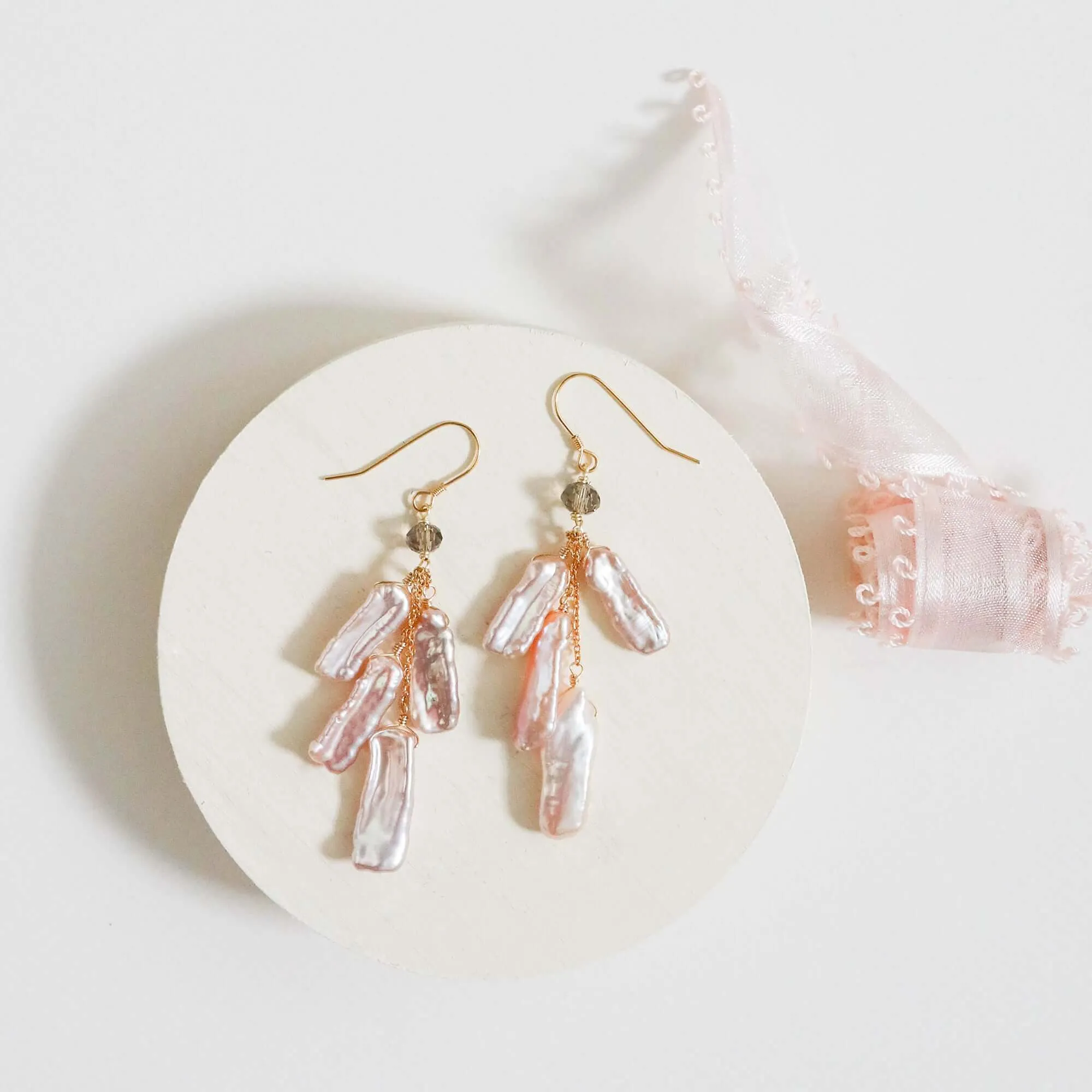 White Stick Pearl Earrings