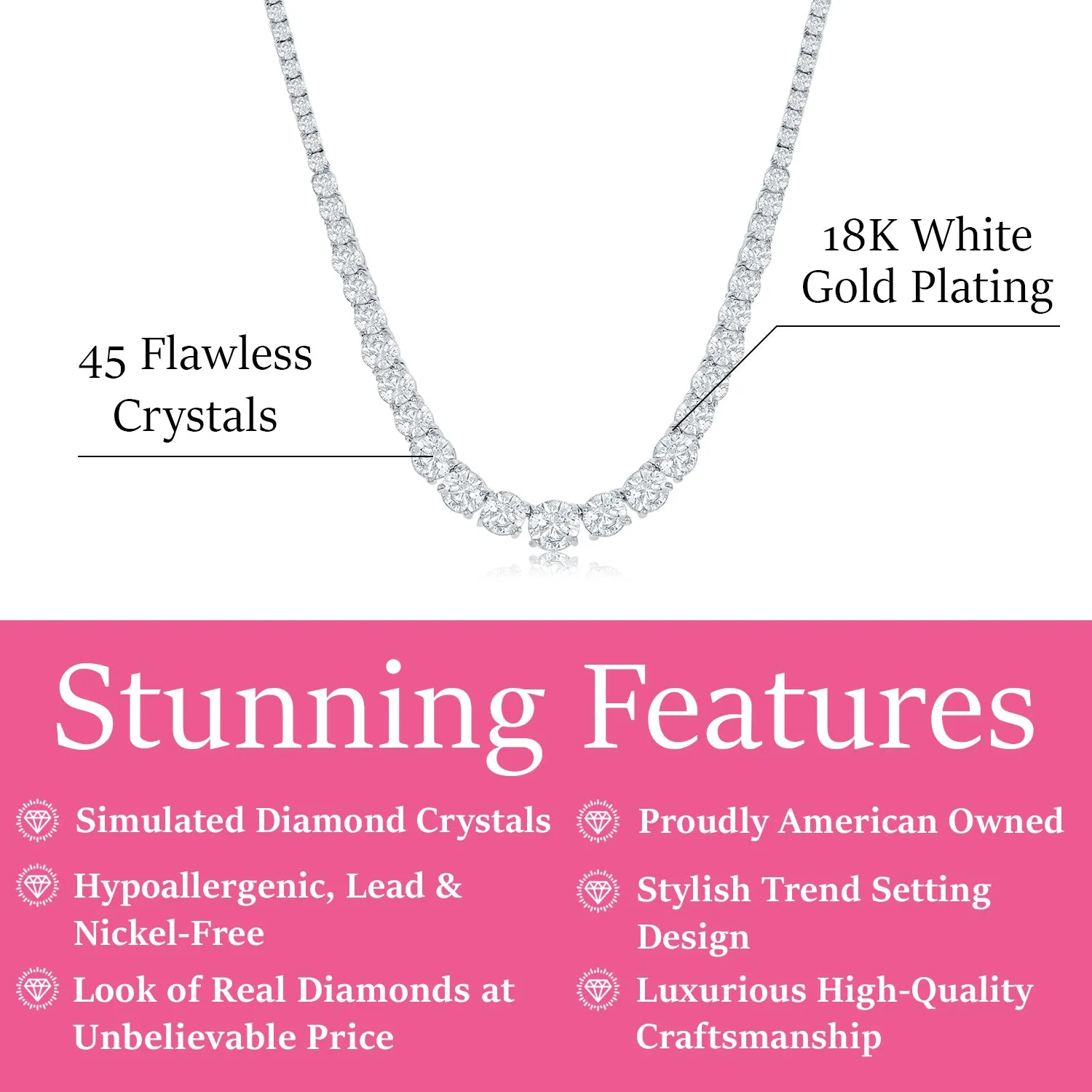 Whitney 18k White Gold Plated Necklace with Crystals