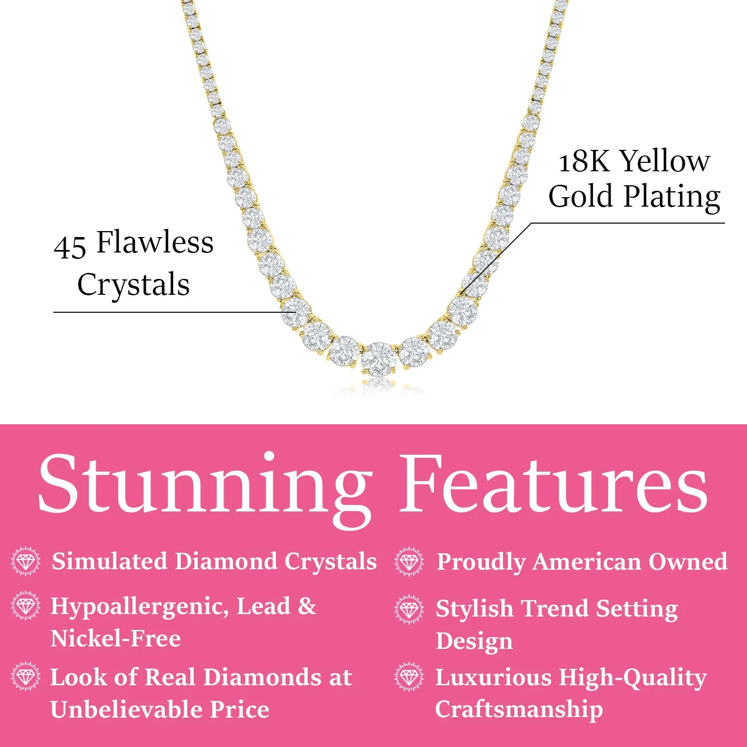 Whitney 18k White Gold Plated Necklace with Crystals