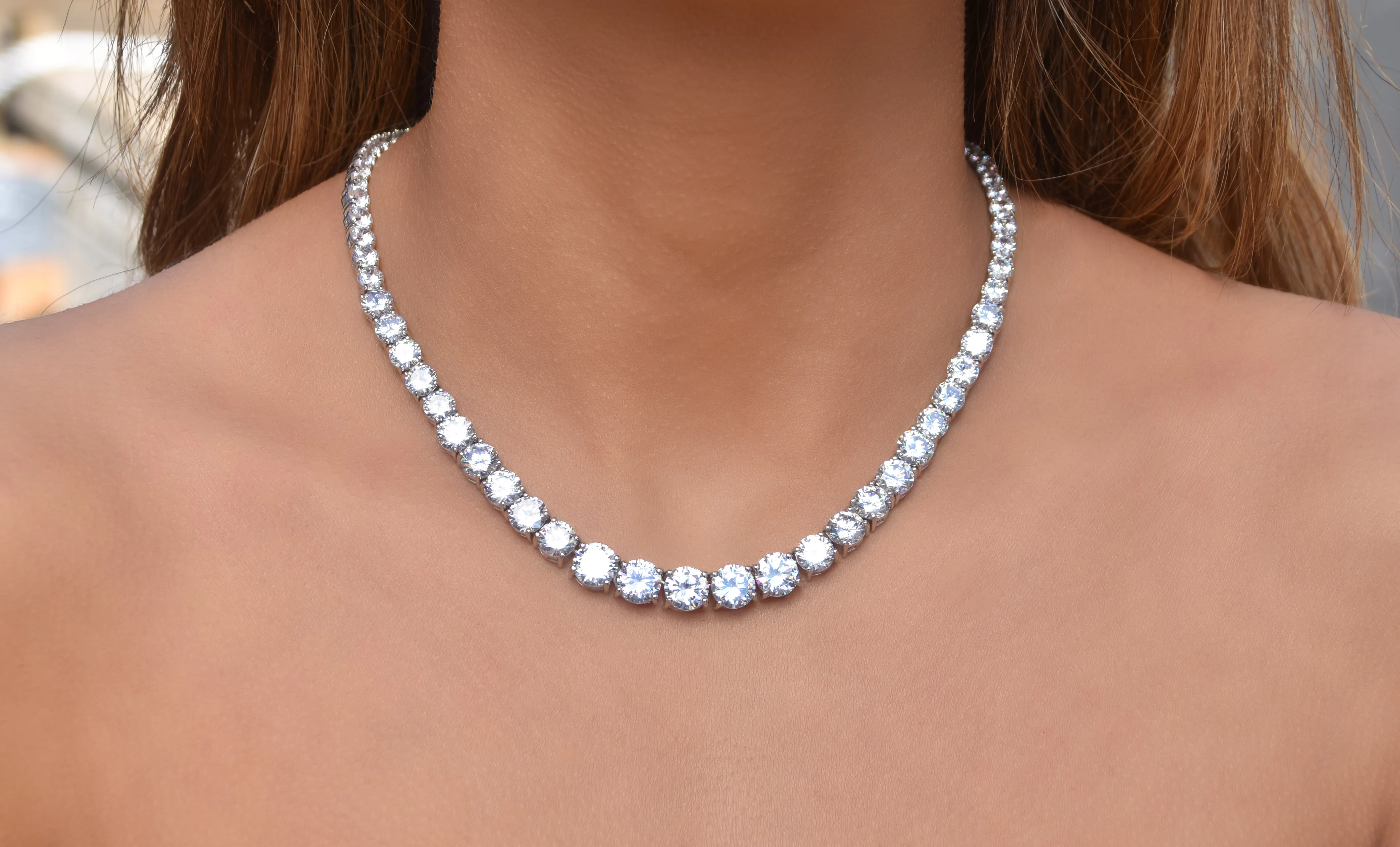 Whitney 18k White Gold Plated Necklace with Crystals