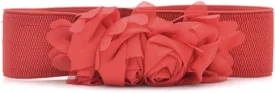 Women Lace Rose Flower Stretchy Elastic Waist Belt Dress Corset Waistband