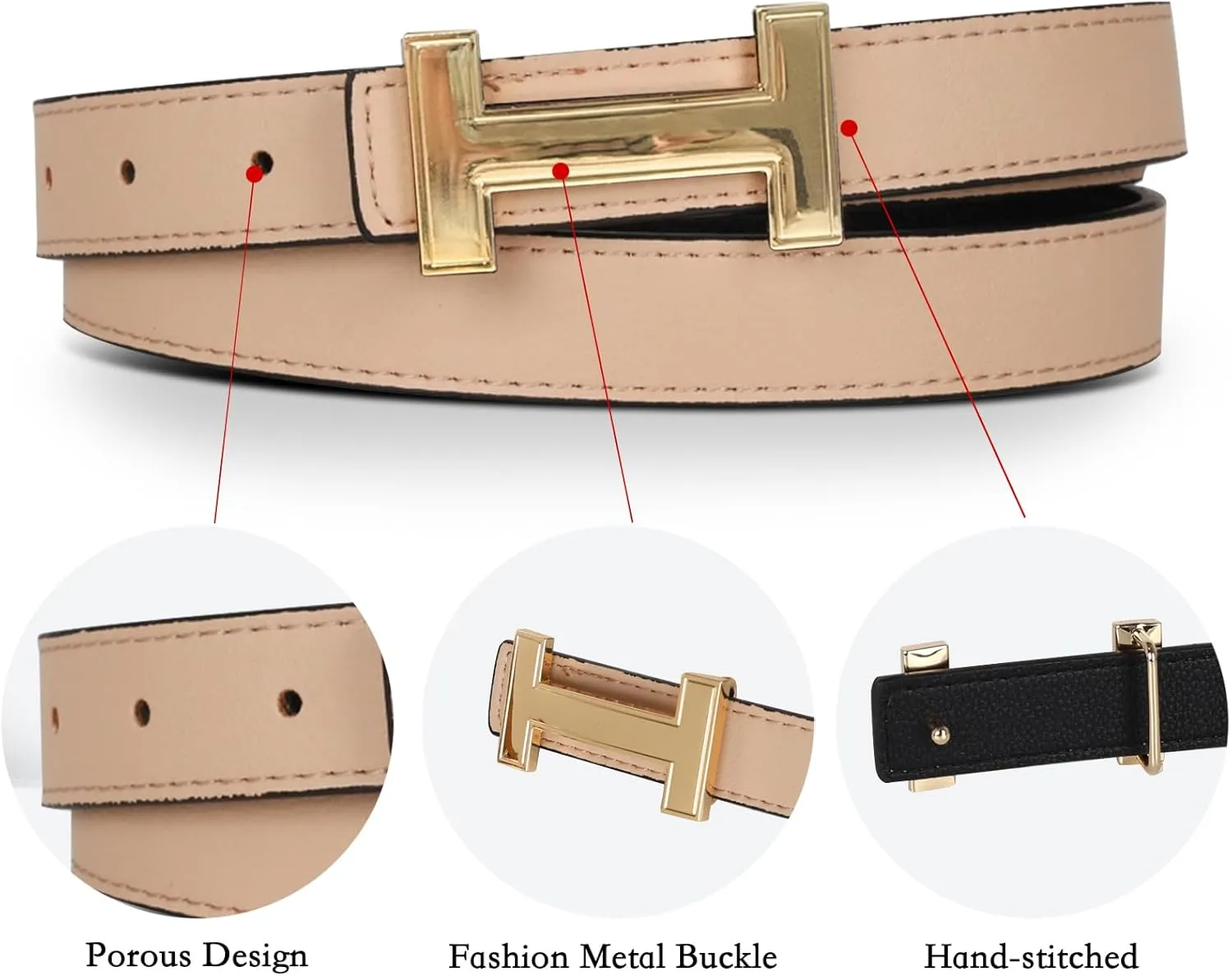 Women's Belts with Gold Buckle, Fashion Waist Band, Elegant Ladies' Belt, Gift for Women