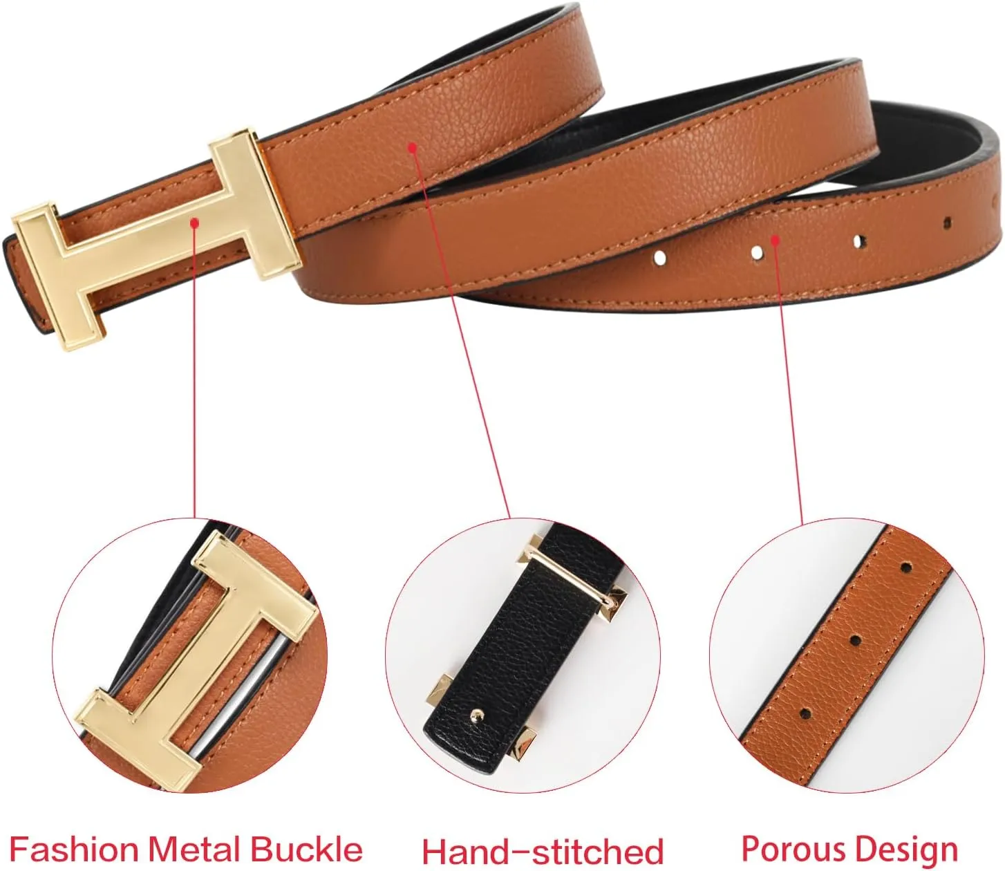 Women's Belts with Gold Buckle, Fashion Waist Band, Elegant Ladies' Belt, Gift for Women