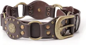 Women's Western Belt - Genuine Leather Adjustable Brown Cowgirl Belt Outfits with Chunky Buckle, Country Style for Jeans & Rodeo Outfits